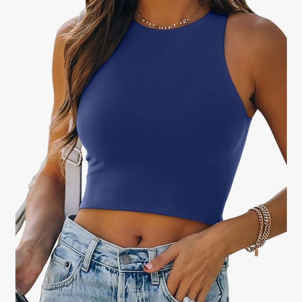 NWT - Blue Sleeveless Crop Top